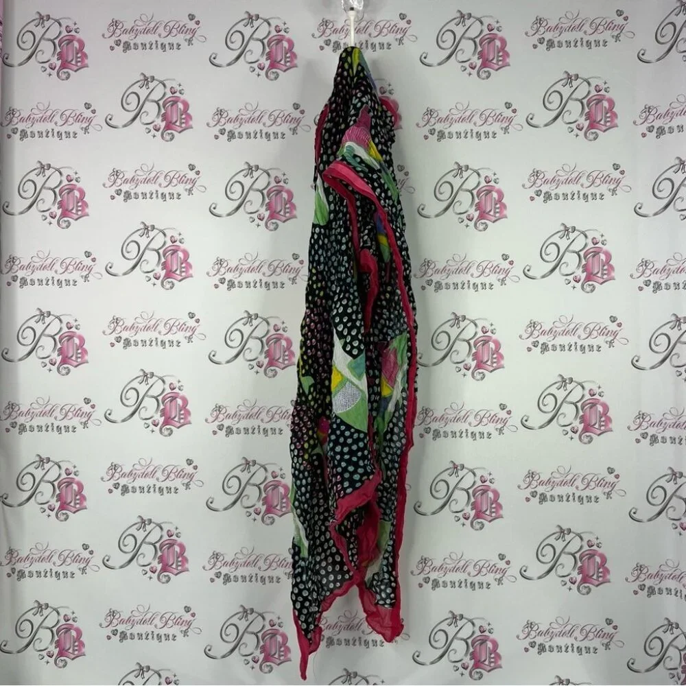 Scarf dolphins shark water life fish scarve Polka Dot Scarf with Pink Trim